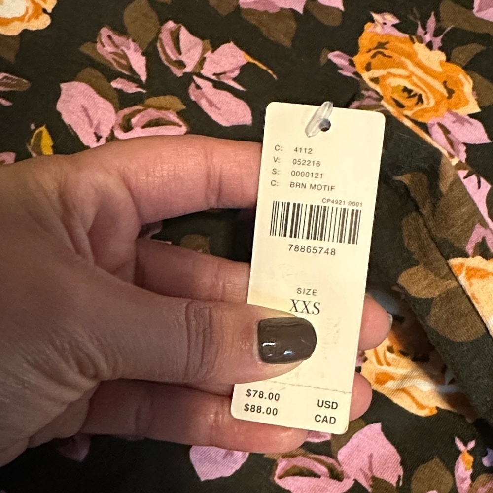 Anthropologie Black Floral Turtleneck Puff Sleeves NWT XXS Boho Indie Sleeze - Picture 8 of 8